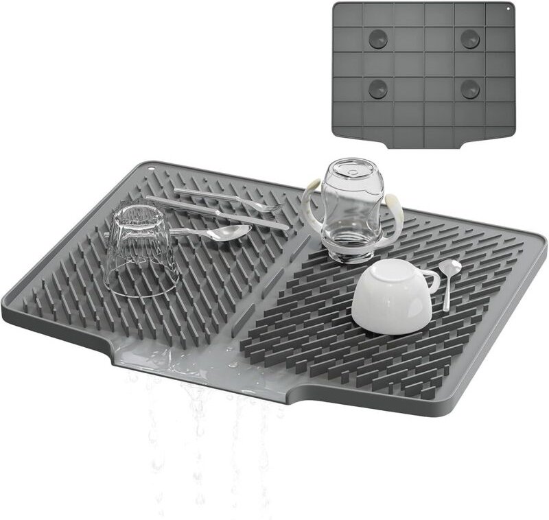 Silikon-Trockenmatte 40×32 cm, gerillt, hitzebeständig bis 230°C, leicht/faltbar.