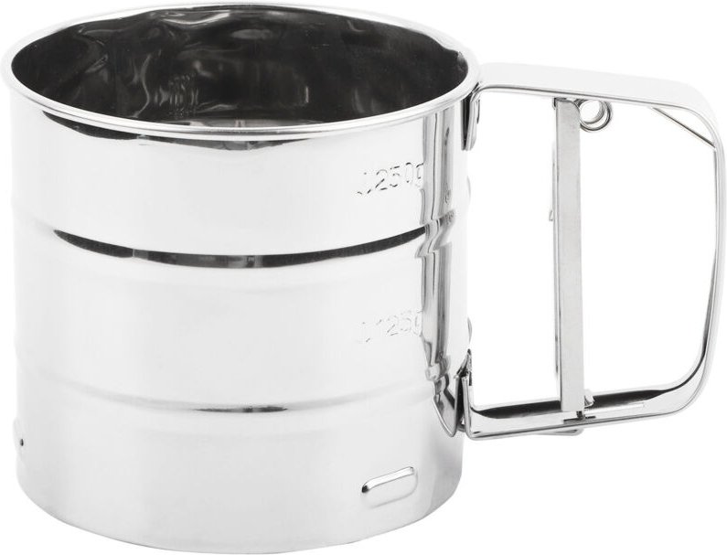 Mehlsieb aus Edelstahl, manuelles Handsieb, Feinsieb, Maschensieb und Puderzuckersieb, Küchenbackwerkzeug.