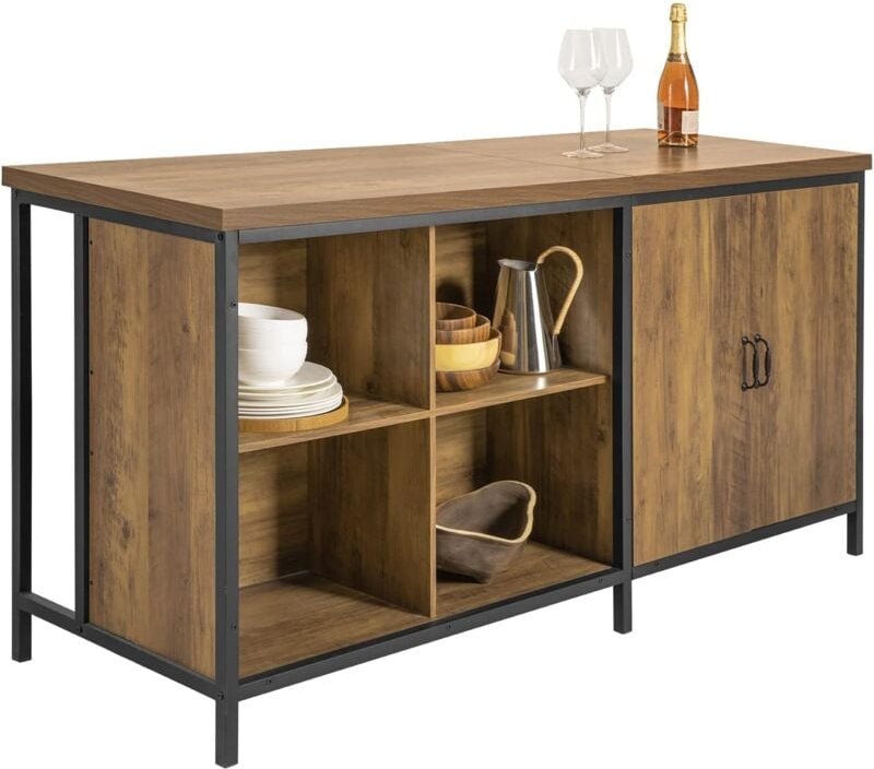 KNL01-F Kücheninsel freistehend Küchenschrank Highborad Kommode Schrank Sideboard Bartisch Buffet Industrie-Design bht c...