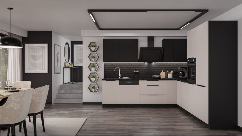 Küchen Preisbombe - Winkelküche arona + siena 280x270 Küchenzeile Eckküche Küche Kaschmir + Schwarz