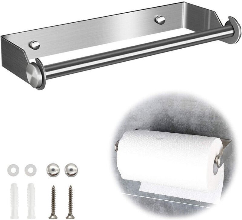 Silberner Wandhalter für Papierhandtücher – Küchenrollenhalter – Spender für Alufolie und Frischhaltefolie – Praktisches...
