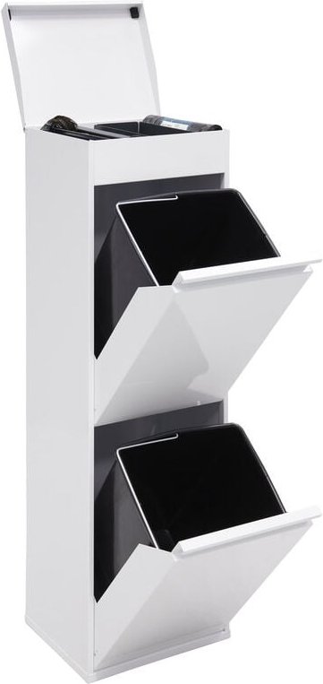 Top Recycling Abfalleimer / Mülleimer aus Stahl mit Aufbewahrungsbox mit Deckel, Mülltrennsystem mit 2 entnehmbaren Inne...