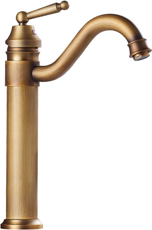 High-Arc Badezimmerarmatur mit 360° schwenkbarer Waschtischarmatur, Retro Badezimmer Waschbeckenarmatur, Antik Messing