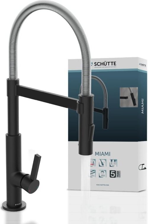 Miami Spiralfeder Spültischarmatur, Chrom/Schwarz matt