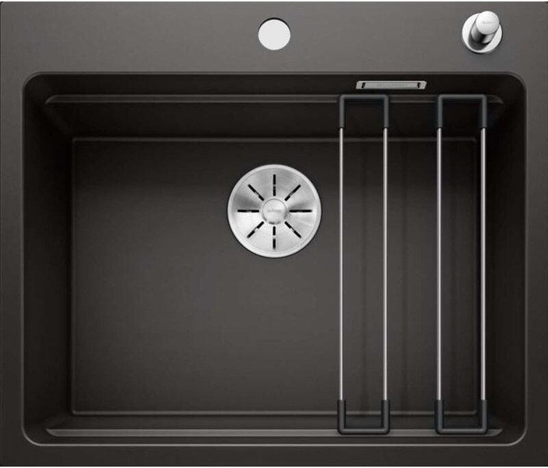 Blanco Etagon 6 - Silgranitspüle, 60x51 cm, mit Ablaufsystembedienung und Zubehör, Schwarz 525889