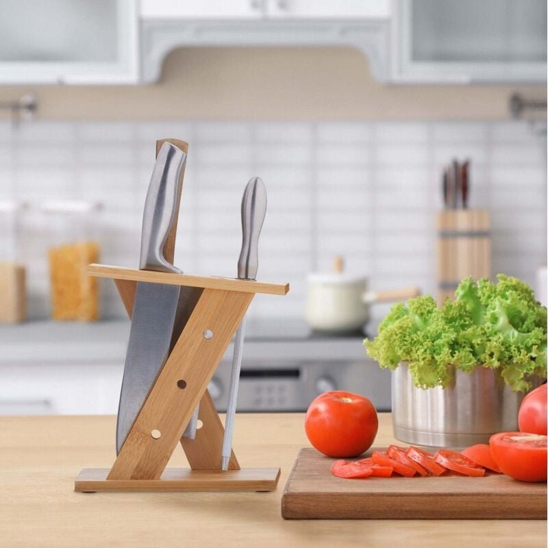 Bambus messer und scherenblock - platzsparender organizer