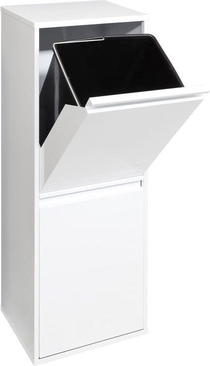 Basic Recycling Abfalleimer / Mülleimer aus Stahl, Mülltrennsystem mit 2 entnehmbaren Inneneimern aus Kunststoff mit Gri...