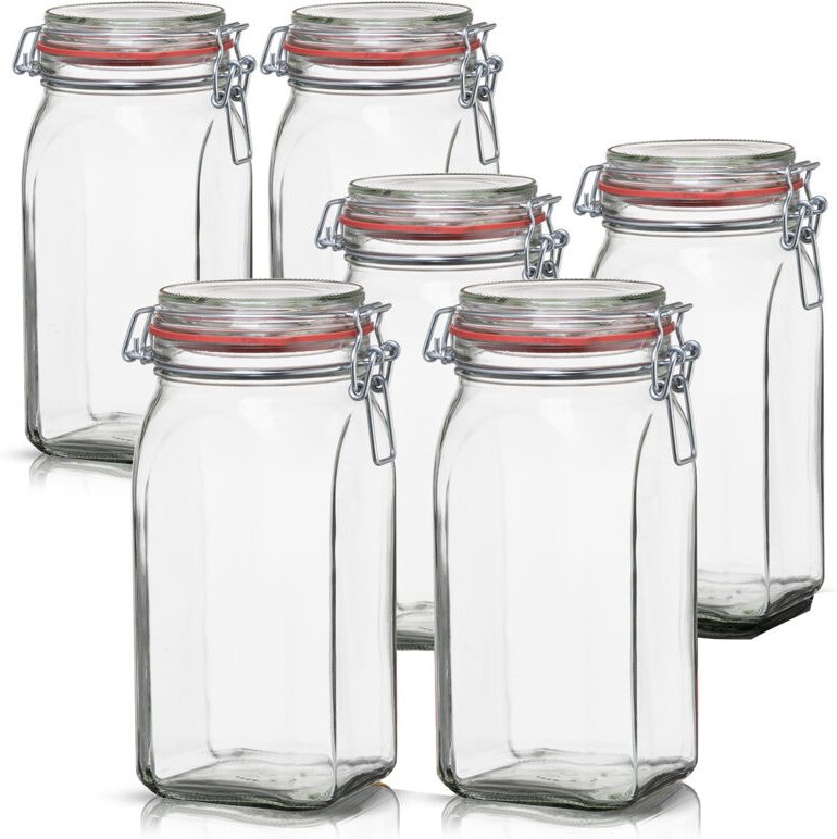 BigDean 6er Set Vorratsgläser 1,5L - Einmachgläser mit Deckel & Bügelverschluss - Made in Germany - Drahtbügelgläser zum...