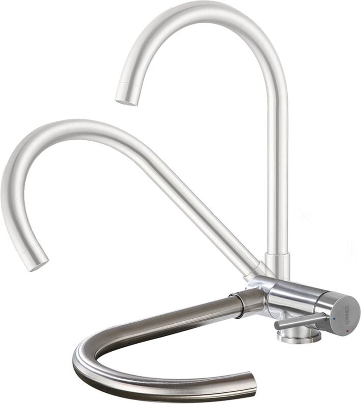Wasserhahn Küche Armatur Vorfenster Küchenarmatur Klappbar, Edelstahl Einhebelmischer Küche mit Kalt- und Warmwasserschl...