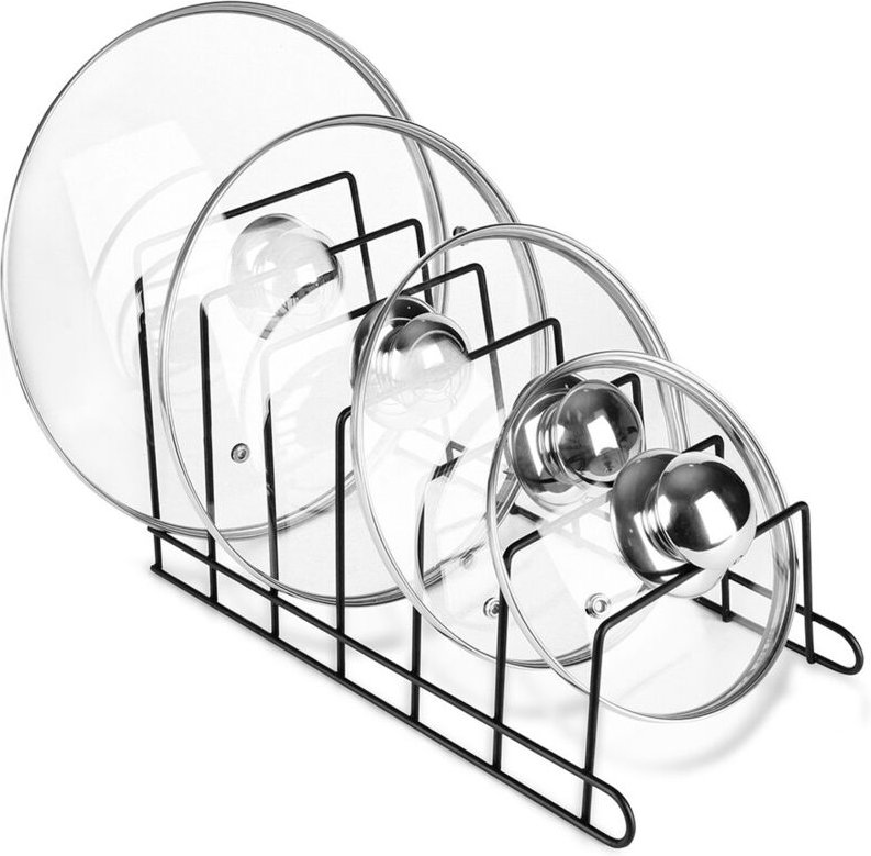 Schwarzes Metalldeckel-Teller-Küchenorganizer-Rack für Schubladenschränke