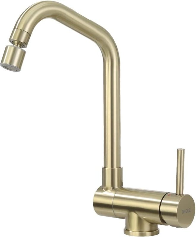 Thumbnail - Vorfenster Küchenarmatur Matt Gold, Wasserhahn Klappbar für Küche, mit 2 Strahlarten, Falten Mischbatterie Spültischarma...