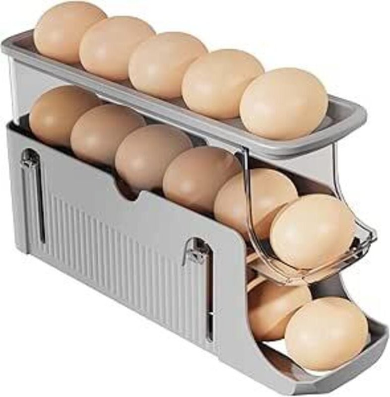 Eierhalter Kühlschrank,Roll Eierbehalter,Automatischer Eierspender,Ausziehbares Eierbox,für 15-17 Eier Geeignet.