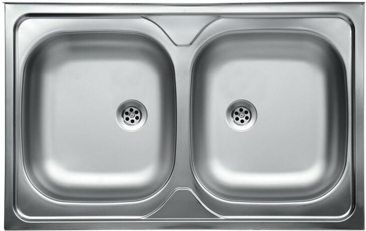 Küchenspüle aus Edelstahl mit zwei Becken 50x80 cm