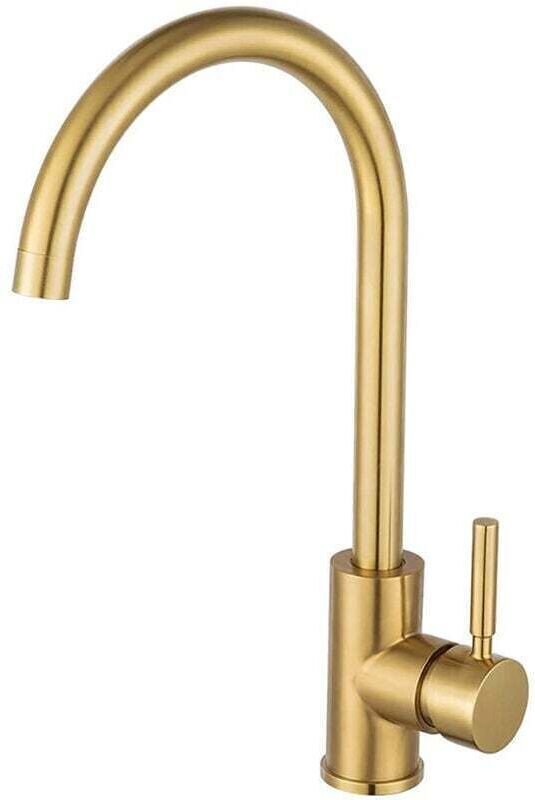 Küchenarmatur aus goldfarbenem Edelstahl mit hohem Auslauf, Küchenmischer,