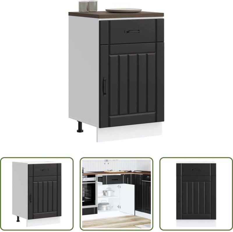 Küchenmöbel - Küchen-Unterschrank Lucca Schwarz Holzwerkstoff