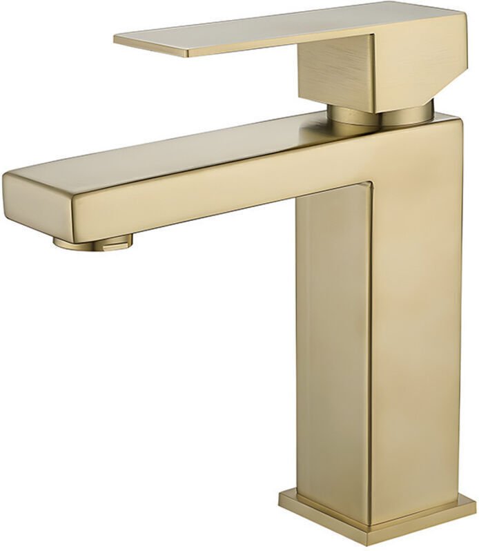 Badezimmerarmaturen, Mischbatterien für Waschbecken, einhebelige, goldene, quadratische Badezimmerarmatur