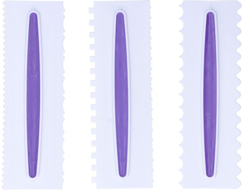 Set mit 3 Zuckergussschabern, Kunststoffkämmen für Küche, Haushalt, Konditorei, Restaurant