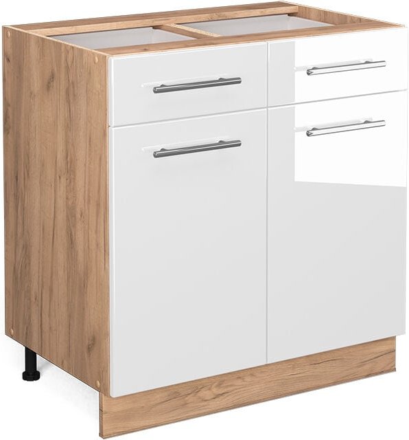 Vicco - Küchenunterschrank Fame-Line, Weiß Hochglanz, 80 cm ohne Arbeitsplatte