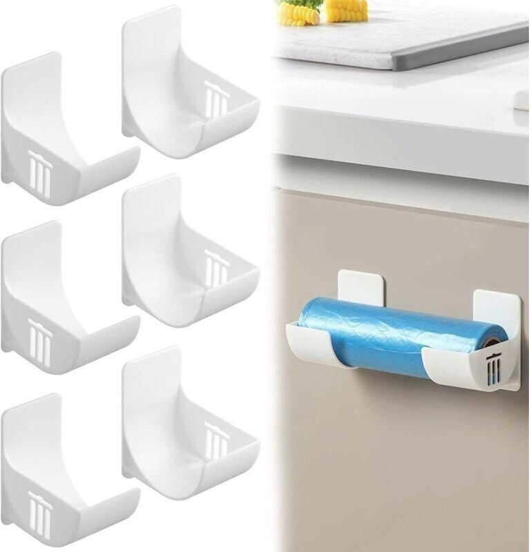 6-teiliger Müllbeutelhalter, Wand-Müllbeutelspender, Müllbeutelrollenhalter, zur Aufbewahrung und Organisation von Küche...
