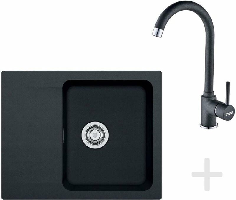 Franke - Sets - Küchenset T29, Tectonite Spülbecken oid 611-62, schwarz + Küchenarmatur fp 9900, schwarz 114.0366.037