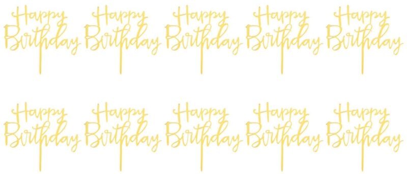 10-teiliges Happy Birthday Kuchen-Dekorationsset, Glitzernde Acryl-Cupcake-Topper für Kindergeburtstage.