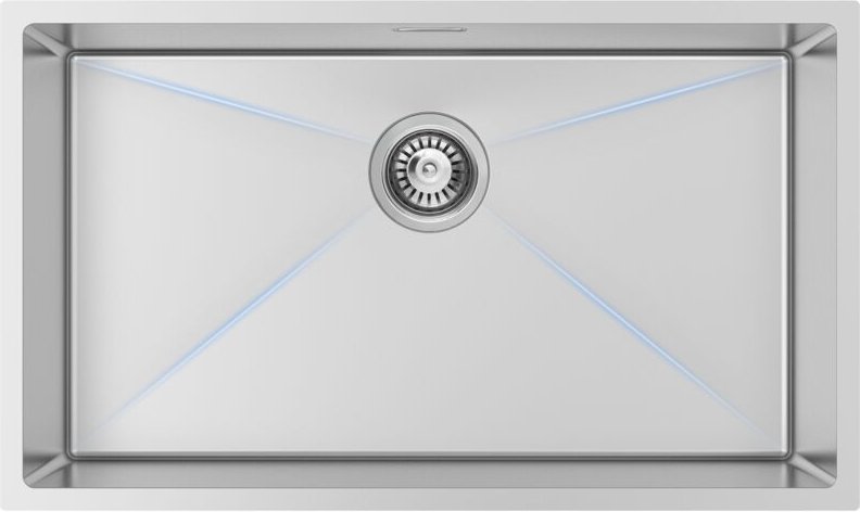 Handgemachte Einbauspüle xxl 74 x 44cm Küchenspüle Edelstahl Einzelbecken Spülbecken Waschbecken, Geeignet für Desktops ...