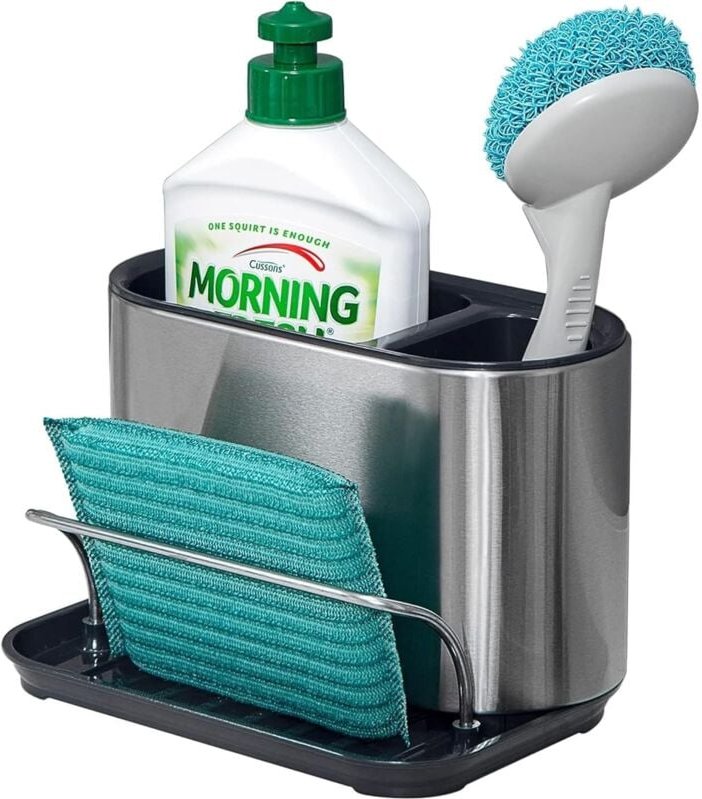 Spülbecken-Organizer, Edelstahl, Küchenspüle, Schwammhalter, Schwammhalter mit Abflussschale, Küchenutensilienhalter, ab...