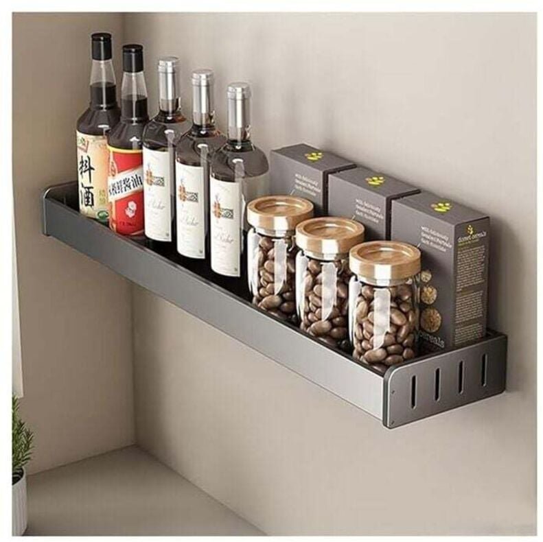 40 x 13,8 x 5,5 cm Gewürzregal zur Wandmontage, Küchenwandregal ohne Bohren, Gewürzregal aus Metall, Küchenwandregal für...