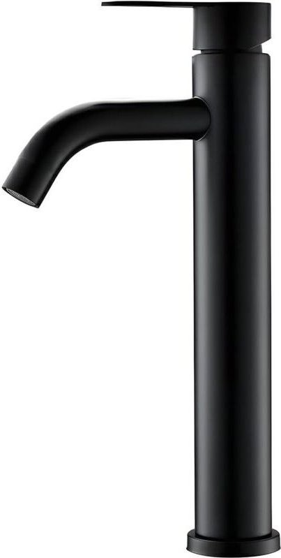 Schwarzer Waschtischhahn, Einhebelmischer mit 60 cm langem Anschlussschlauch für Aufsatzwaschbecken, wassersparend