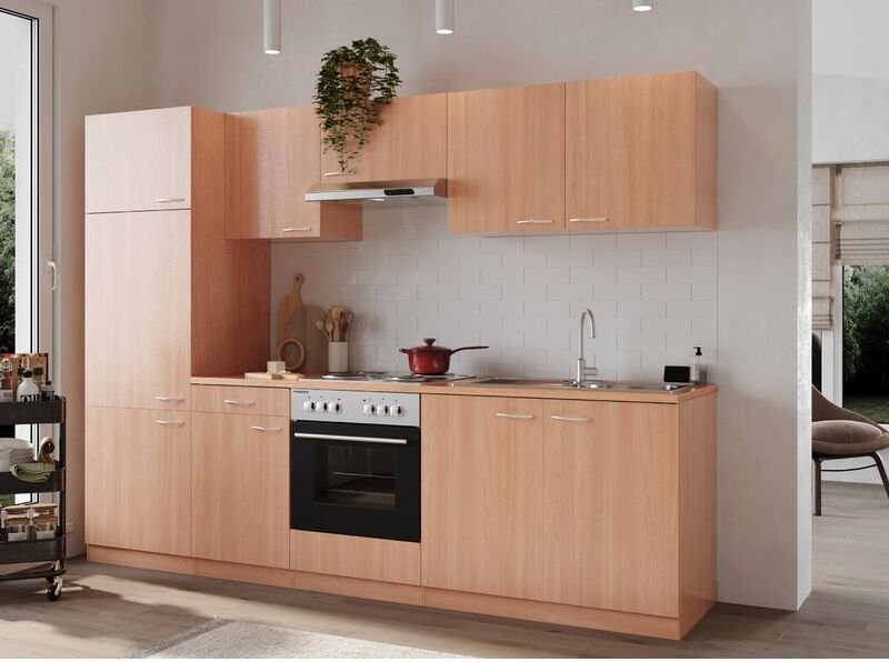 Küche Küchenzeile Leerblock Einbauküche Buche Gerda 270 cm Respekta