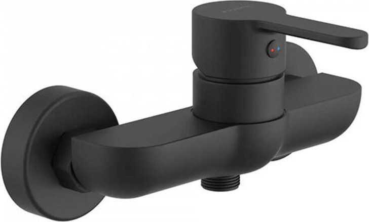 Wandmischer in Mattschwarz – Wasserhahn und Griff – Unterputzsystem - 44406