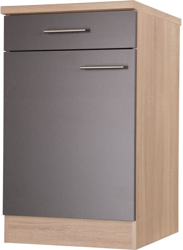 Unterschrank Küchenschrank mit Schublade 50 cm Eiche Sägerau Grau Merle Respekta