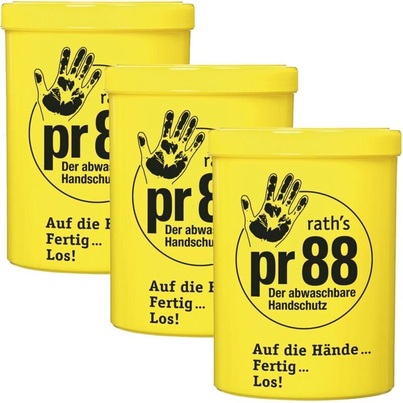 Rath ´ S - Raths PR88 Hautschutzcreme - unsichtbarer Handschutz silikonfrei, 3x1000ml