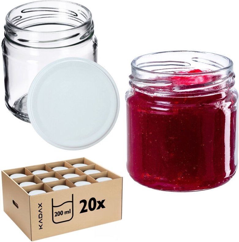 KADAX 20er-Set kleine Marmeladengläser, rund, 200 ml, Durchmesser: 66 mm, für Honig und Gewürze, luf