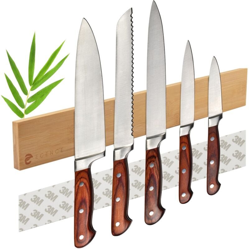 Ecence - Bambus Holz Messerleiste magnetisch-er Messerblock Messer-halter Magnet-leiste