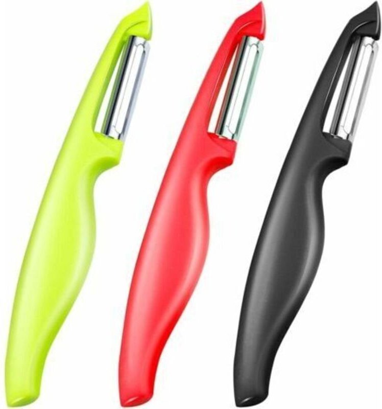 Sparschäler, Gemüseschäler, Obstschäler für die Küche, Kartoffelschäler mit scharfer Edelstahlklinge, 3er-Set