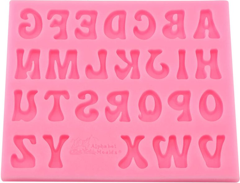 Silikon-Fondant-Schokoladenform, lebensmittelechtes Silikon-Alphabet-Formenset, DIY-Backform für Geburtstagsfeiern, Rosa...
