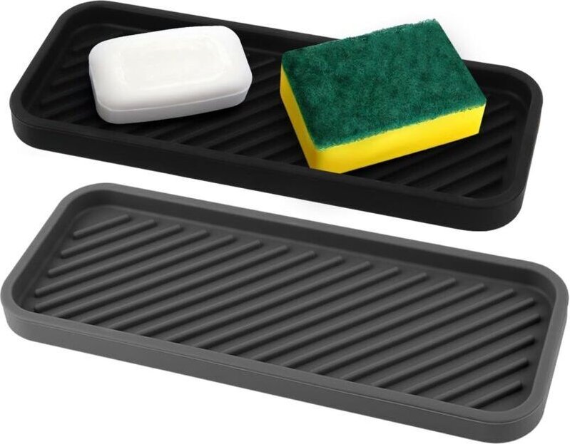 Silikon-Spülbecken-Organizer – 2er-Pack Abtropfmatten 22,8 cm x 9 cm – Küchenhalter zur Aufbewahrung von Schwämmen