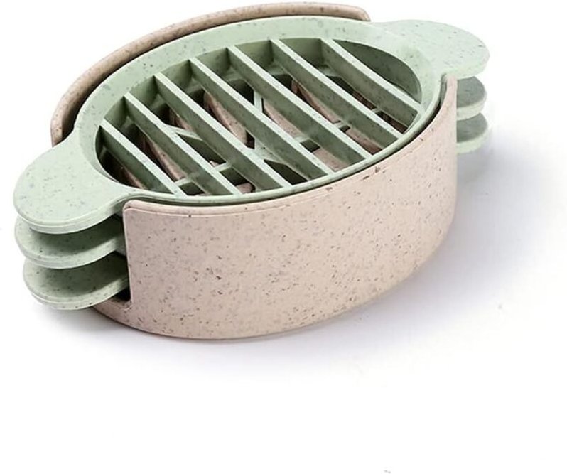 Multifunktionaler Eierschneider, umweltfreundlicher Weizengras-Eier- und Obstschneider mit 3 Schneidearten (Beige)