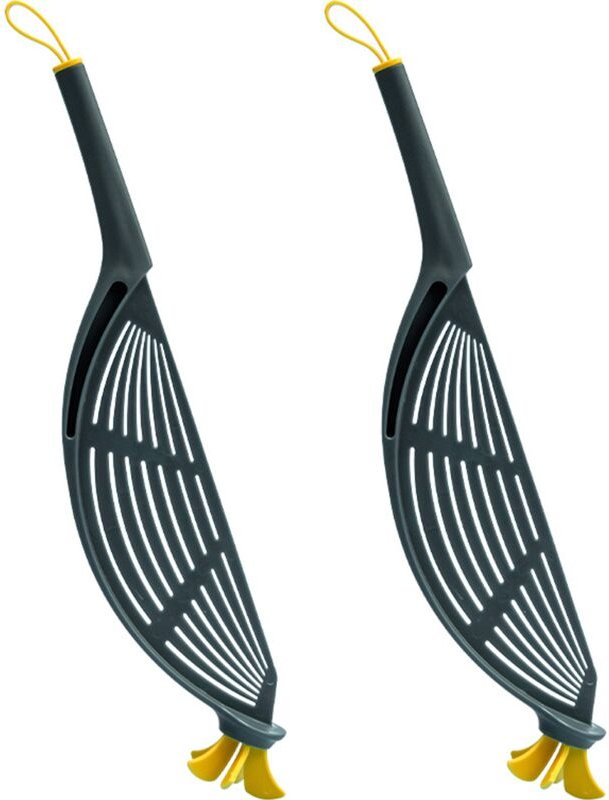 Clip-on-Sieb für Töpfe, 2er-Set, hitzebeständiges Silikon, einfach zu verwenden und zu verstauen, spülmaschinenfest.