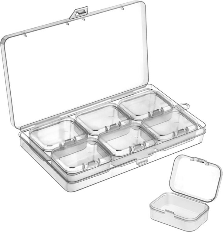 Tlily - Große Perlen-Organizer-Box mit 6 kleinen Einlagen, Organizern und Aufbewahrungsboxen aus Kunststoff,