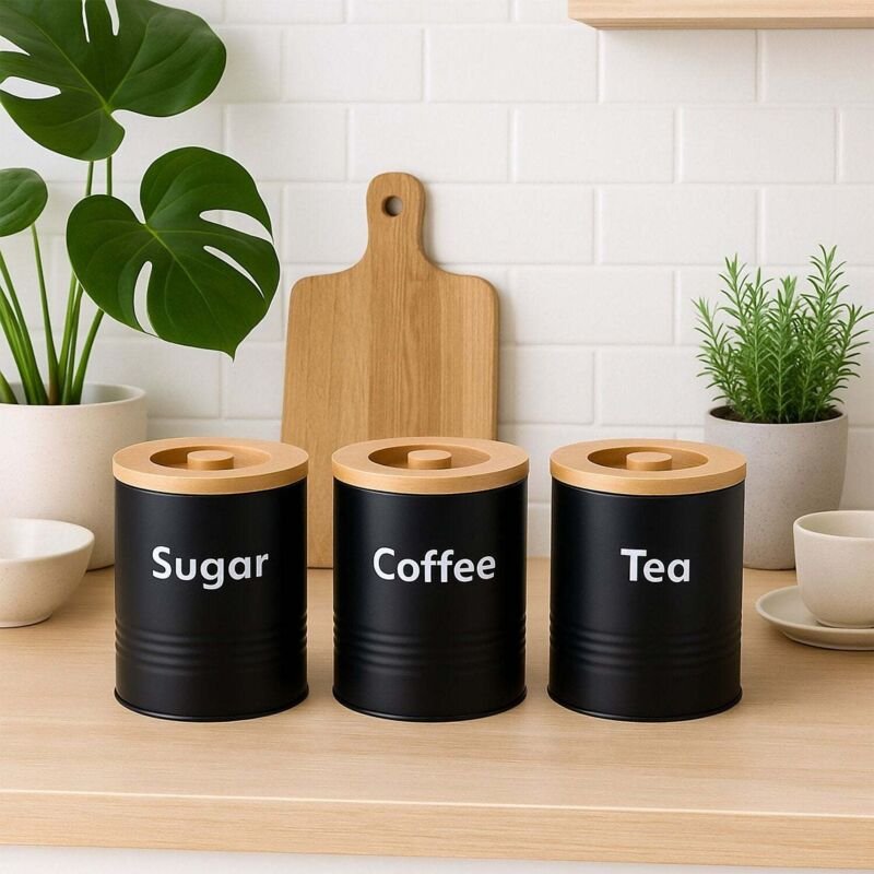 Kuchenvorratsdosen set - metall bambusdeckel 3 teilig