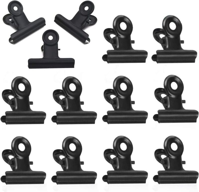 Bluedeer - 50 Stück Büroklammern Schwarz Kleine Metall klammern Scharnier Clips,Mini Metall klammern Briefklemmer für Ta...
