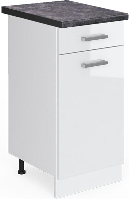 Küchenunterschrank R-Line, Weiß Hochglanz, 40 cm , AP Anthrazit, Vicco