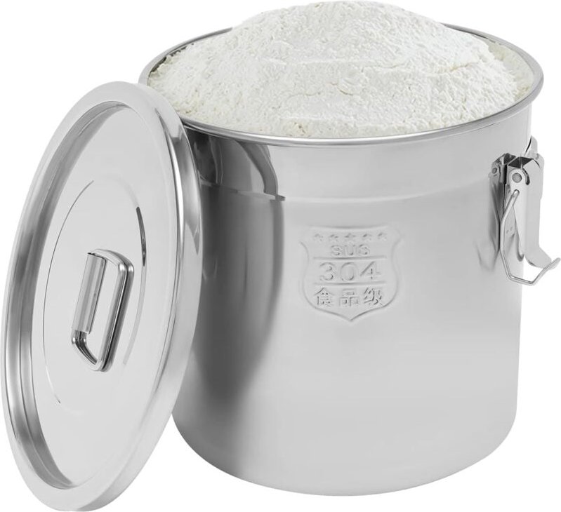 Eimer mit Deckel Luftdichter Kanister Lebensmittel Edelstahl Küche Getreidebehälter 33L Küche Edelstahl Eimer Mehlbehält...