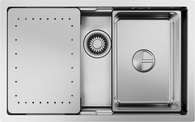 CECIPA MAX Edelstahlspüle 70 x 44 cm Einbau-Küchenspüle – Schritt-Design mit Abtropffläche & Zusatzbecken – Gebürstet