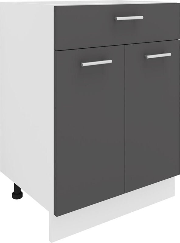 Ebuy24 - Esilo Küchenunterschrank 60 cm 2 Türen, 1 Schublade weiß, grau.