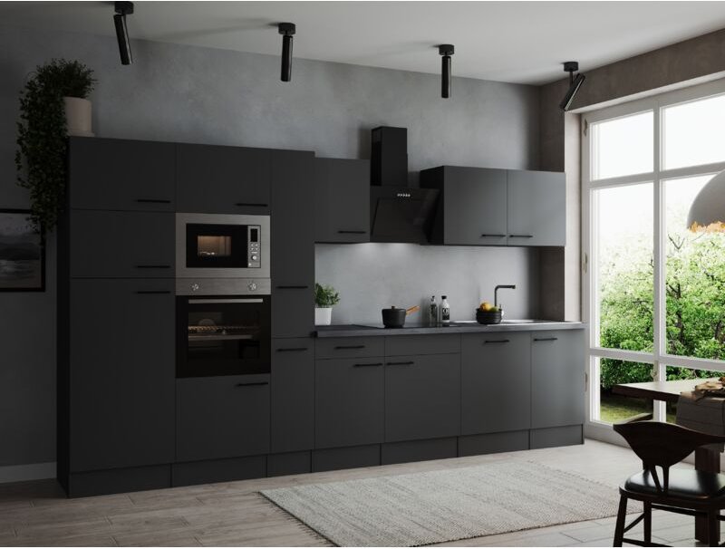 Küche Küchenzeile Küchenblock Grau Matt Oliver 370 cm Respekta