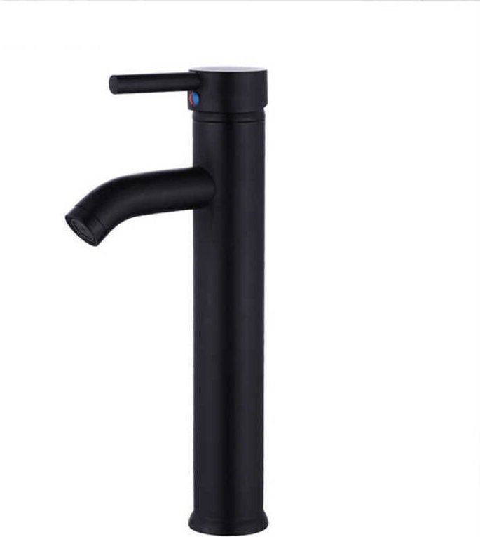 Ymyny - Hoher Waschbeckenhahn aus Edelstahl, Einhebel-Mischbatterie für Warm- und Kaltwasser mit 2 Schläuchen im Lieferu...