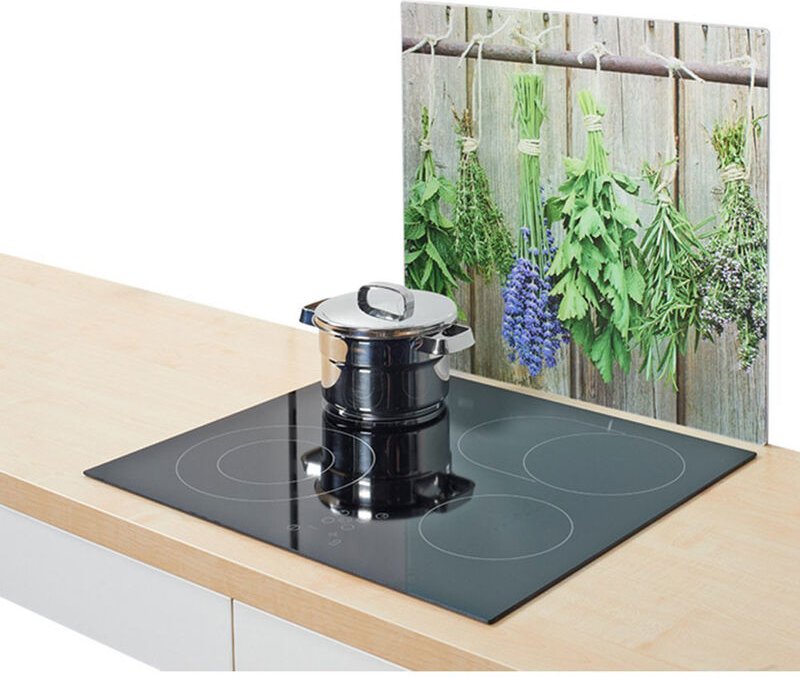 Herdblende- und Abdeckplatte, Lavender, Glas, groß, ZELLER